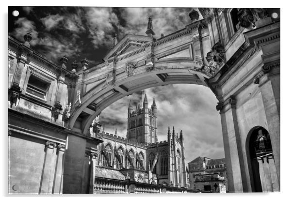 Bath Abbey and Arch in Mono                       Acrylic by Darren Galpin