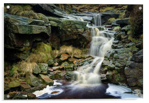  Crowden Clough Waterfalls                         Acrylic by Darren Galpin