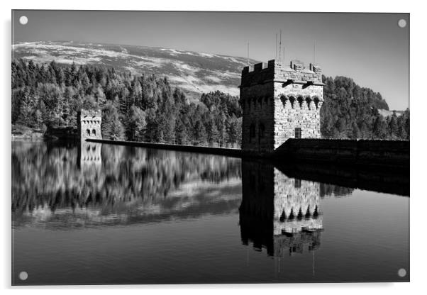 Derwent Dam and Reservoir in Mono                  Acrylic by Darren Galpin