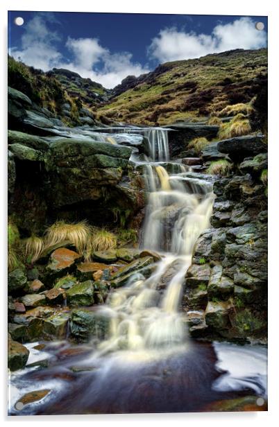  Crowden Clough Waterfalls                         Acrylic by Darren Galpin