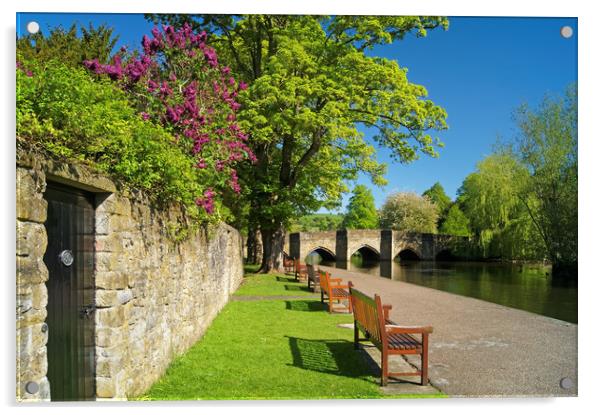 Riverside Walk at Bakewell Bridge and River Wye Acrylic by Darren Galpin