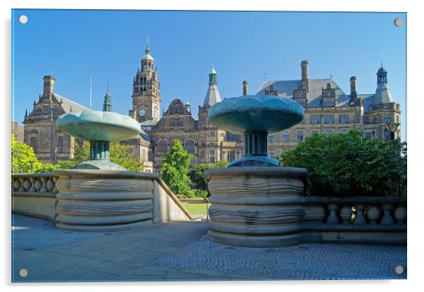 Sheffield Town Hall & Entrance to Peace Gardens    Acrylic by Darren Galpin
