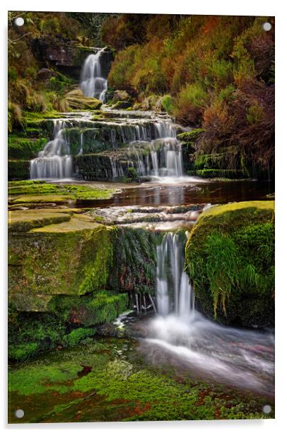 Middle Black Clough Falls Acrylic by Darren Galpin