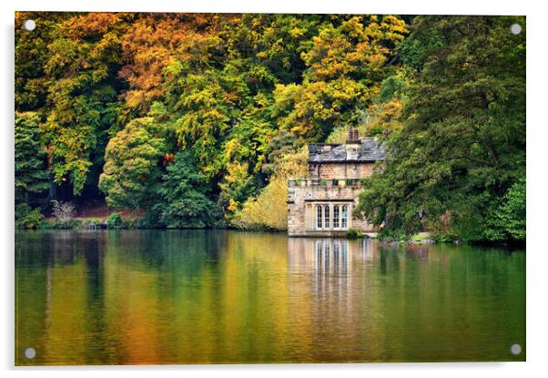 Newmillerdam Boathouse in Autumn  Acrylic by Darren Galpin