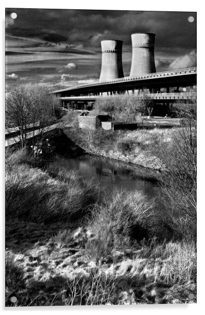 Tinsley Cooling Towers, M1 & River Don Acrylic by Darren Galpin