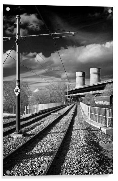 Tram Lines and Tinsley Cooling Towers Acrylic by Darren Galpin