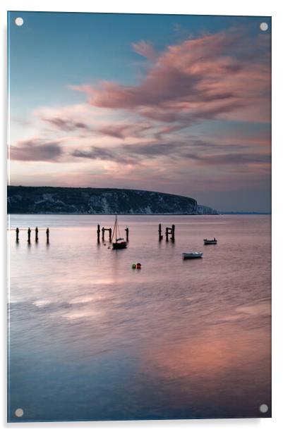 Looking across Swanage Bay, Dorset Acrylic by Darren Galpin