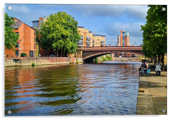 Crown Point Bridge & River Aire in Leeds Acrylic by Darren Galpin