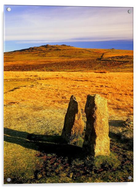 Merrivale Stone Rows and Great Staple Tor Acrylic by Darren Galpin