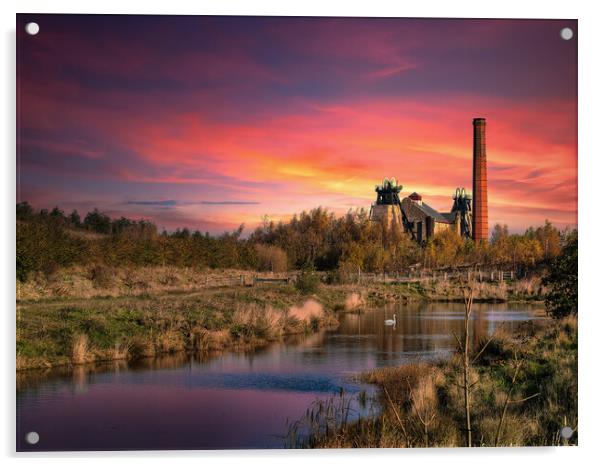 Pleasley Pit Sunrise Acrylic by Darren Ball