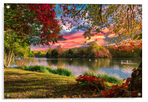 Autumn Lakeside Acrylic by Darren Ball