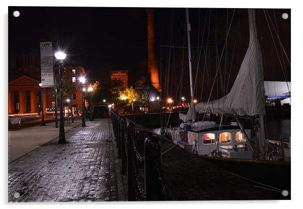 moored at liverpool albert dock Acrylic by lol whittingham