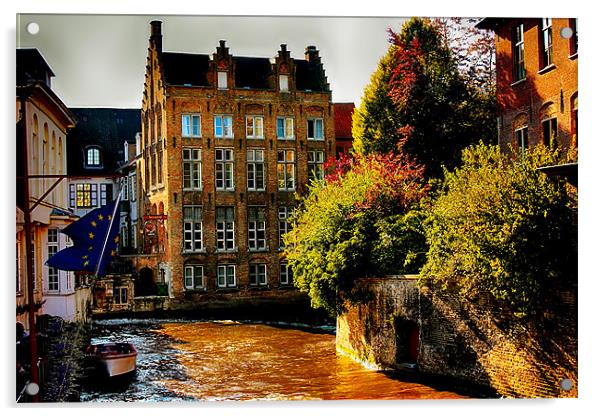 Brugge Waterway Acrylic by paul jenkinson