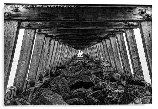 Under the pier. Acrylic by Mark Aynsley