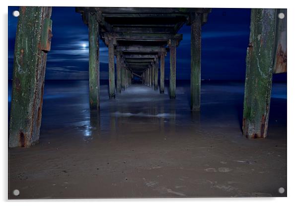  Under the pier at night Acrylic by Paul Nichols