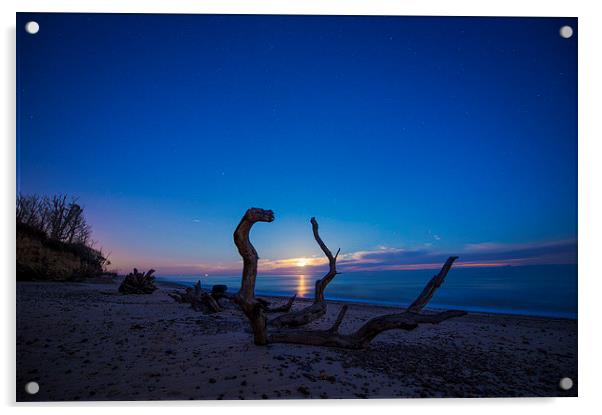  Moonrise over Benacre beach suffolk Acrylic by Paul Nichols