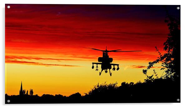 Apache helicopter sky, sunset Acrylic by Catherine Davies
