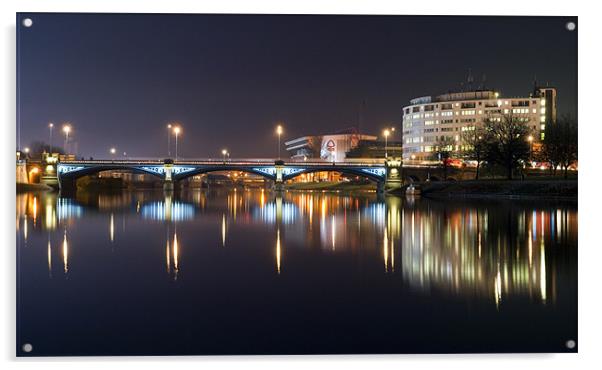 Trent Bridge Reflections Acrylic by Tracey Whitefoot