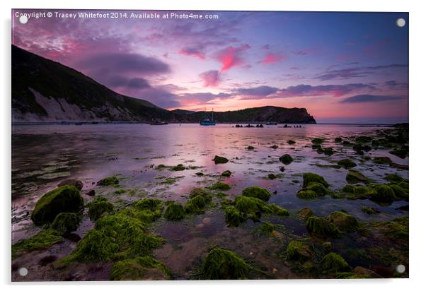 Lulworth Cove Sunrise Acrylic by Tracey Whitefoot