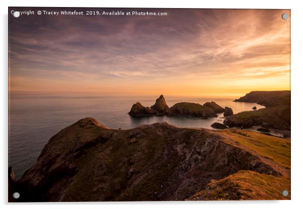 Sunset at Kynance Cove Acrylic by Tracey Whitefoot