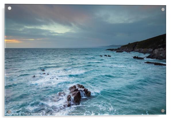 Waves off Freathy Beach Acrylic by CHRIS BARNARD