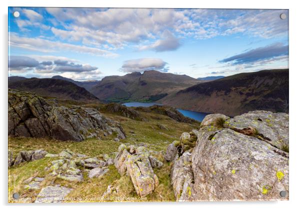 Middle Fell Lake District overlooking the Scafells Acrylic by CHRIS BARNARD