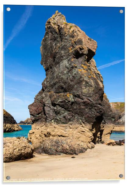 Steeple Rock Kynance Cove Acrylic by CHRIS BARNARD