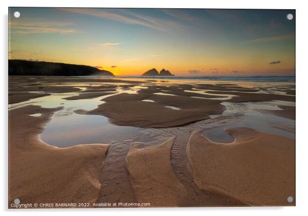 Holywell Bay Sunset Acrylic by CHRIS BARNARD