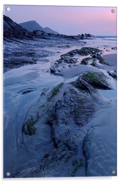 Sunset Crackington Haven Acrylic by CHRIS BARNARD