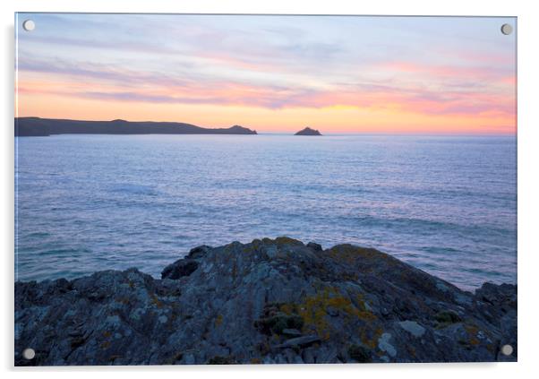 Lundy Bay Sunset Acrylic by CHRIS BARNARD