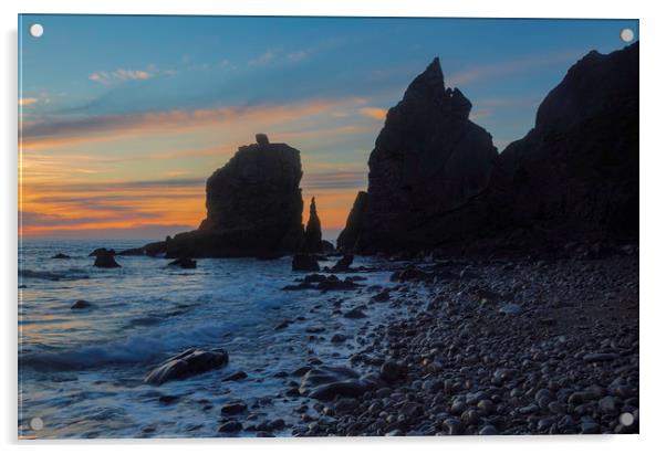 Sandymouth Bay Sunset Acrylic by CHRIS BARNARD