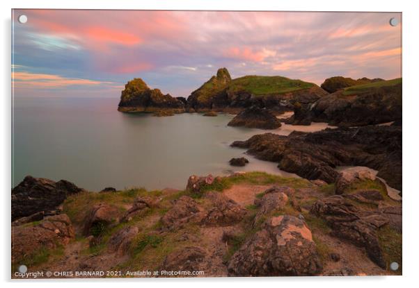 Kynance Cove Sunset Acrylic by CHRIS BARNARD