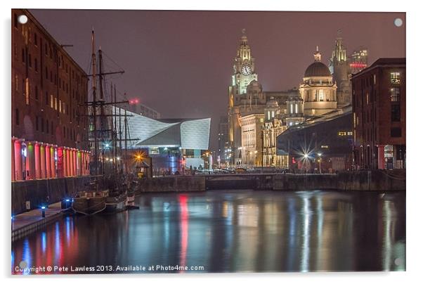 Liverpool at night Acrylic by Pete Lawless