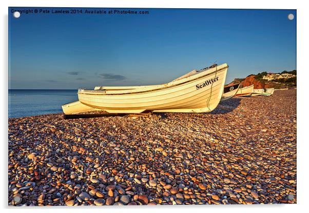  Boats on Budleigh Salterton Beach Acrylic by Pete Lawless