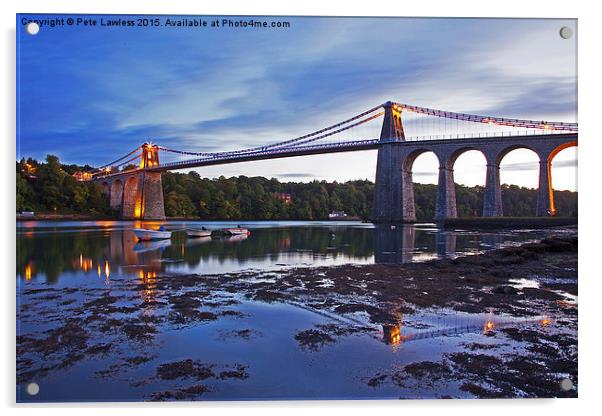  Menai Bridge and strait  Acrylic by Pete Lawless