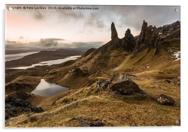 Old Man of Storr Sunrise Acrylic by Pete Lawless