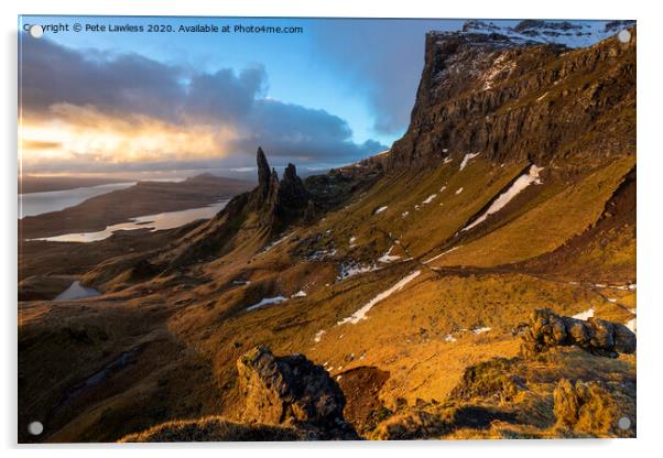 Sunrise Old man of Storr Acrylic by Pete Lawless