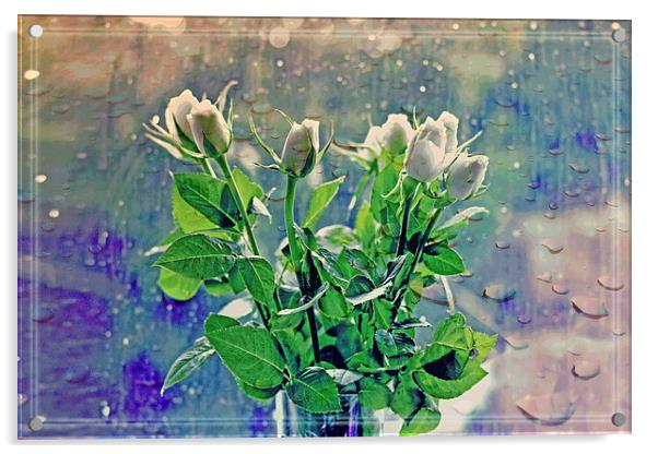  White Roses!! Acrylic by Nadeesha Jayamanne