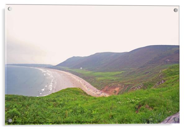 Rhossili bay beach!  Acrylic by Nadeesha Jayamanne