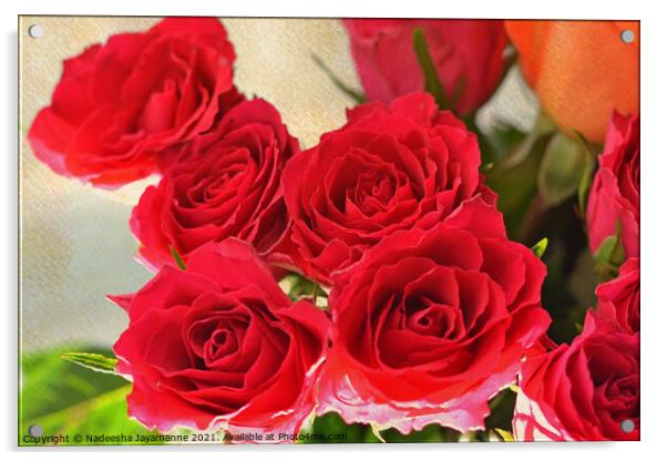Red roses! Acrylic by Nadeesha Jayamanne
