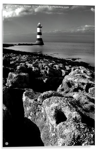Trwyn Du Lighthouse Acrylic by Colin Keown