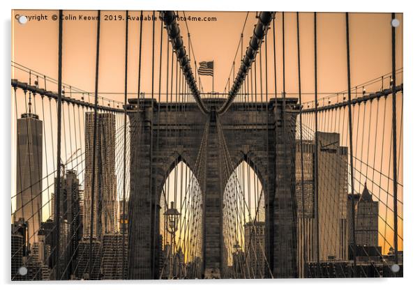 Brooklyn Bridge at Dawn Acrylic by Colin Keown