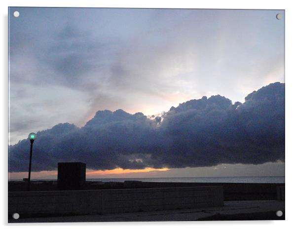 Cloud Lamp, Lake Morning Chicago Acrylic by Tyrone Boozer