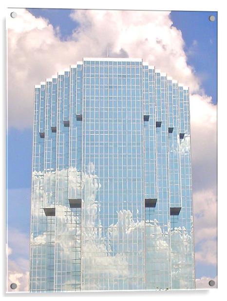 Cloud Reflecting Mirror Building Acrylic by Tyrone Boozer