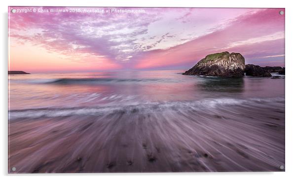  Kennack Sands Sunset Acrylic by Chris Willman