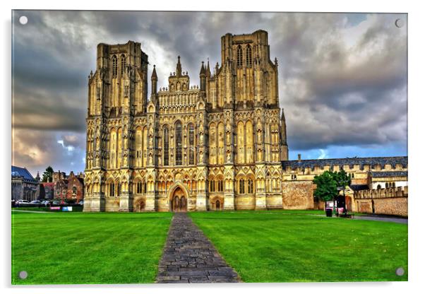 West Front Wells Cathedral Wells Somerset Acrylic by austin APPLEBY