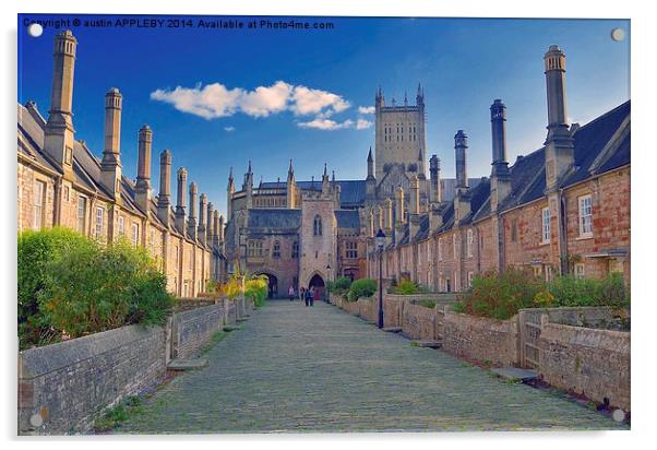  Vicars' Close and Wells Cathedral Somerset Acrylic by austin APPLEBY