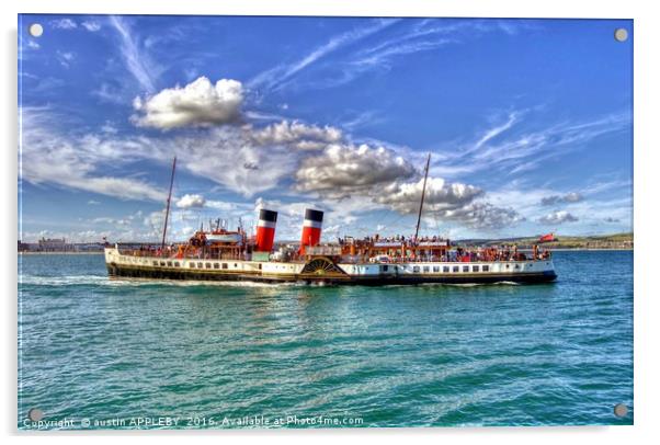 Paddle Steamer Waverley At Weymouth Acrylic by austin APPLEBY