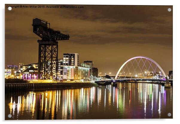  Clydeside By Night Acrylic by Alex Millar