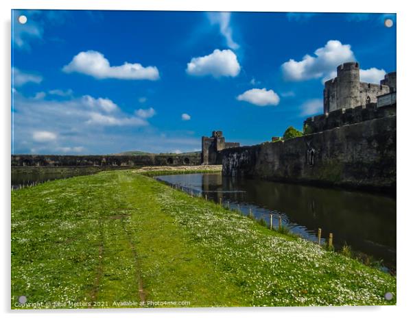 Caerphilly Castle  Acrylic by Jane Metters